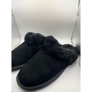 Koolaburra by UGG Black Suede Sheepskin Fur Lined Clogs Slippers Women's 9
